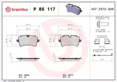 P85117 Pastilha de Freio Traseira Para AUDI: A4 1.4/2.0 TFSI 15-19 S4 quattro 16-16, A7 Sportback (4GA e 4GF) 2.8 e 3.0 10-15, A8 (4H2, 4H8 na internet