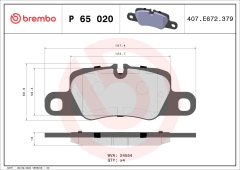 P65020 Pastilha de Freio Brembo Para PORSCHE: Panamera (970): 3.0 4S 07/13-10/16, 3.6 05/10-10/16, 3.6 4 05/10-10/16, 4.8 4S 09/09-07/13 - comprar online