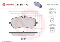 P85172 Pastilha de Freio Brembo Para VW: Amarok 3.0 4motion 20> - comprar online