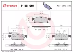 P48001 Pastilha de Freio Brembo Frente Para MASERATI: Levante (M161) 3.0 16>, Lavante (M161) 3.0 Diesel 16> na internet