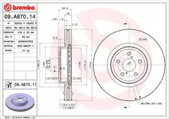 Discos de Freio Dianteiro Brembo 09.A870.11 para SUBARU: Forester 2.0XT 13>, Forester 2.5 AWD 12>, Legacy 2.0 AWD 05-09, Legacy 3.0R 03-09, Legacy 2. na internet
