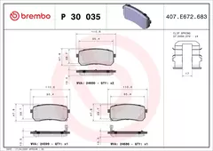 P30035 Pastilha de Freio Brembo Traseira Para HYUNDAI: Cargo 2.5 CRDi 09> / KIA: Carnival 2.2 CRDi 10>, Carnavial 2.7 CRDi 06>, Carnavial 2.5V6 01 na internet