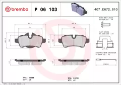 Pastilha de Freio Traseira Brembo P06103 Para MINI MINI (R56) 11/05-01/14 / MINI MINI CLUBMAN (R55) 10/06-12/15 / MINI MINI Convertible (R57) 10/0 na internet