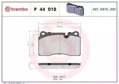 P44018 Pastilha de Freio Brembo Frente Para LAND ROVER: Ranger Rover (L322) 3.6 4x4 06-12, Ranger Rover (L322) 4.2 4X4 05-12, Ranger Rover Sport na internet