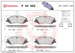 P44022 Pastilha de Freio Brembo Para LAND ROVER: Range Rover Sport (L494) 3.0V6 16 - comprar online
