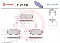 P30086 Pastilha de Freio Brembo Frente Para HYUNDAI: Santa fé 2.0 CRDi 18-20, Santa fé 2.2 CRDi 18-20, Santa fé 2.4 AWD 18-20, Santa fé 3.5 AWD na internet