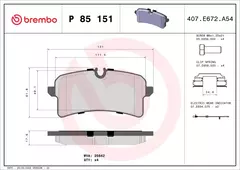 P85151 Pastilha de Freio Brembo Para AUDI: S4 2.0 354CV 16-19, RS6 2.5 12-16, A8 3.0/4.2/6.3 10-14, S8 520/605CV 15-18 - comprar online