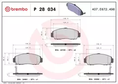 P28034 Pastilha de Freio Brembo Frente Para HONDA: Accord 2.4 14>, Accord 3.5 12>, Civic 1.8 12>, Civic Hatchback 1.4 00-05, Civic 1.6 01-05, Ci na internet
