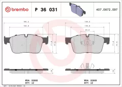 P36031 Pastilha de Freio Brembo Para LAND ROVER: Velar (aro 18, P250, P300, P380) / JAGUAR: F-PACE ( Performance package aro 18) 17 - comprar online