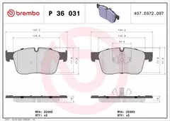 P36031N Pastilha de Freio Brembo Frente Para LAND ROVER: Velar (aro 18, P250, P300, P380) / JAGUAR: F-PACE ( Performance package aro 18) 17> na internet
