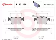 P23180 Pastilha de Freio Brembo Traseiro Para MESERATI: Ghibli (M157) 3.0S/D/SQ4 13>, Levante (M161) 3.0D/Q4 16>, Levente 3.8 GTS Q4/Trofeu Q4 19> - comprar online