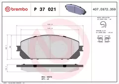 P37021 Pastilha de Freio Brembo Frente Para JEEP: Cherokee (KL) 2.0 14-18, Cherokee (KL) 2.2 18>, Cherokee (KL) 2.4 13>, Cherokee (KL) 3.2 13> * na internet