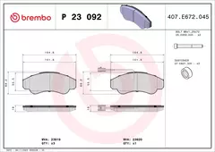 P23092 Pastilha de Freio Brembo Frente Para CINTROEN: Jumper 1.9D 94-02, Jumper 2.0HDI 94-02, Jumper 2.2HDI/2.8HDI 02-06 / FIAT: Ducato 1.9D 95- - comprar online