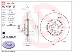 Discos de Freio Dianteiro Brembo 09.D250.11 para VOLVO: S60/V60 (224/225) B4 20>, S60/V60 (224/225) B5 20>, S60/V60 (224/225) T4 19-21, S60/V60 (224/ na internet