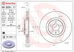 09.D251.11 Par de Discos dianteiro Brembo para VOLVO: S90 II (234) 16> ,V60 II (225,227) 18> ,V90 II (235, 236) 16> XC60 II (246) 17> - comprar online