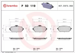 P50119 Pastilha de Freio Brembo Para MERCEDES-BENZ: C180 e C200 14> W205 - comprar online