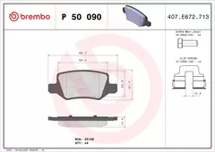 P50090 Pastilha de Freio Brembo Traseira Para MERCEDES-BENZ: A150/A160/170/A180/A200 (W169) 04-12, E-Cell (W169) 10-12, B150/B160/B170/B180/B200 ( - comprar online