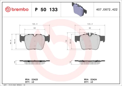 P50133 Pastilha de Freio Brembo Para MERCEDES-BENZ: C43 AMG 17>, GLC 220d 15-21 - comprar online