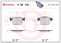 P50133N Pastilha de Freio Brembo Traseira Para MERCEDES-BENZ: C43 AMG 17>, GLC 220d 15-21 na internet
