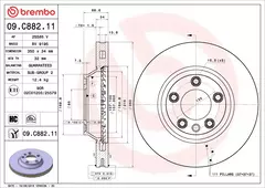 Discos de Freio Dianteiro Brembo 09.C882.11 para Porsche Cayenne 92A / Cayenne 9Pa / Q7 4Lb / Touareg 7L6 / Touareg 7L7 / Touareg 7La na internet