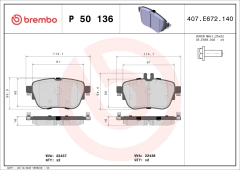 P50136 Pastilha de Freio Brembo Para MERCEDES-BENZ: E180 (W213) 18>, E200 (W213) 16>, E250 (W213) 16>, E300 (W213) 17> - comprar online