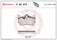 P85070 Pastilha de Freio Brembo Para PORSCHE: Cayenne 3.2 (04), S 4.5 (05), S 4.8 (Até 11), GTS 4.8 (ATÉ 2010) AUDI: Q7 4.2 até 2010 - comprar online