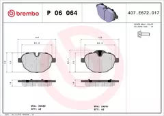 P06064N Pastilha de Freio Brembo Traseira Para BMW: X3 2.0 28i 14-18, X3 3.0 xDrive35i 14-18, X4 28/35i Xdrive (F26) 14-18 na internet