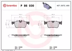 Pastilha Freio Tras Brembo VOLVO: S60 B3/B4 Mild Hybrid/B5 Mild Hybrid 20>, S60 T4/T5/T6/T8 19>, S90 2.0/D4/D5 16> P86030 - comprar online