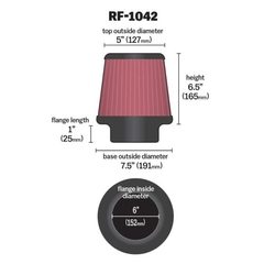 Filtro Ar Esportivo kn rf-1042 para motor v8 6 pol - loja online