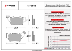 Pastilhas freio Traseira Sinterizada moto BMW: G310R, G310GS, G650GS/Sertão, F650GS, F700GS, F750GS, F800GS/ADV, F850GS/ADV, F800R, F900GS/ADV/R/XR 23>, F800S/ST, S1000R 14-20, S1000RR 09-22, S1000RR HP4 12-14 STPBB02 na internet