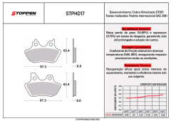Pastilhas Freio Stoppen Dianteira Sinterizada Moto HARLEY: Softail 15-18, Dyna 08>, Touring 08>, Ultra Limited 10-20 STPHD17 na internet