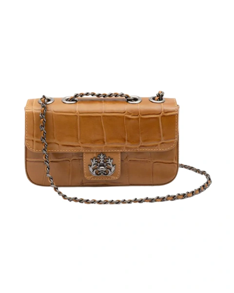 BOLSA ISLA ANNE EM COURO CAIMAN MEL ONIX - REF 174796