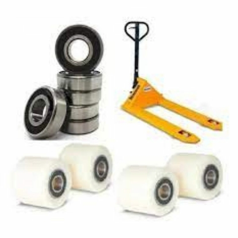 RODA NYLON CARGA 80X60 KIT 4 PEÇAS + 8 PEÇAS ROLAMENTO STIL/LINDE/MENEGOTI