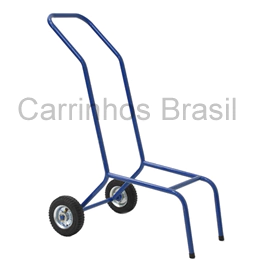 Carrinho industrial azul com rodas, ideal para transporte de cargas.