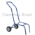 Carrinho industrial azul com rodas, ideal para transporte de cargas.