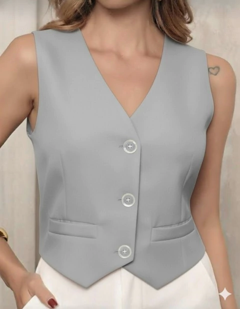 COLETE ALFAIATARIA LUA CINZA CLARO - comprar online