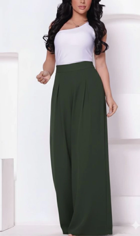 CALÇA PANTALONA VISCOLINHO VERDE MILITAR - comprar online