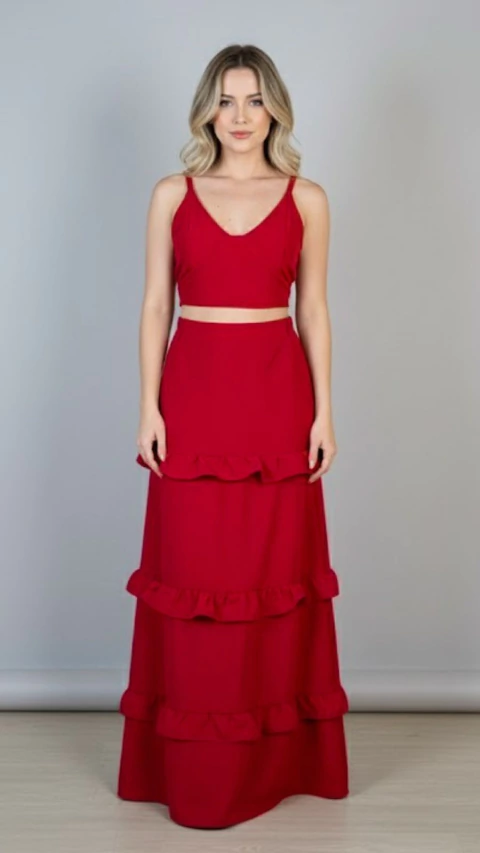 CONJ TYANE SAIA 3BABADOS VERMELHA