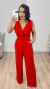MACACÃO PANTALONA C CINTO TRANSPASSADO VERMELHO