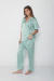 PIJAMA SEDA LISO COLOR AQUA - comprar online
