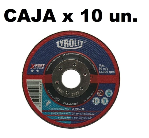 Disco Desbaste Tyrolit Xpert 115 X 4,75 mm Caja x 10 unid 4 1/2 deprimido 115x4,7 Hierro 114x4,7 Metal - comprar online