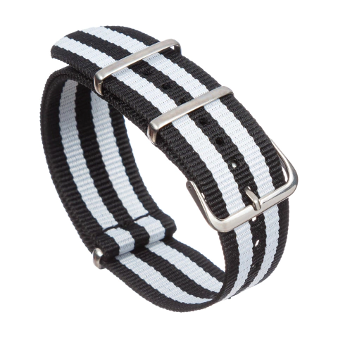 Pulseira Nylon Militar NATO Preto e Branco