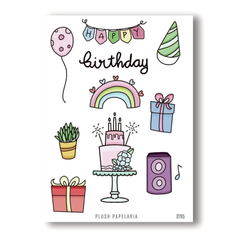 Cartela de Adesivos Happy Birthday Cód. 0795