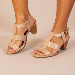 Sandália Amélia em couro Nude - comprar online
