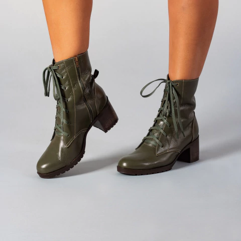 Coturno Tereza em Couro Verde - comprar online