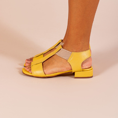 Sandália Valentina em couro Amarelo - loja online