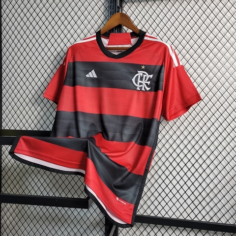 Camisa 1 Flamengo 2023 Torcedor Adiddas Masculina - Preto/Vermelho