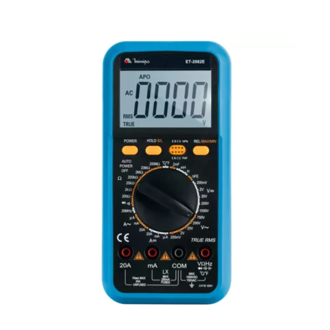 Multímetro Digital Minipa ET-2082E True RMS: CAT III 1000V AC/DC - Segurança e Precisão para Painéis de Chiller e Automação Industrial.