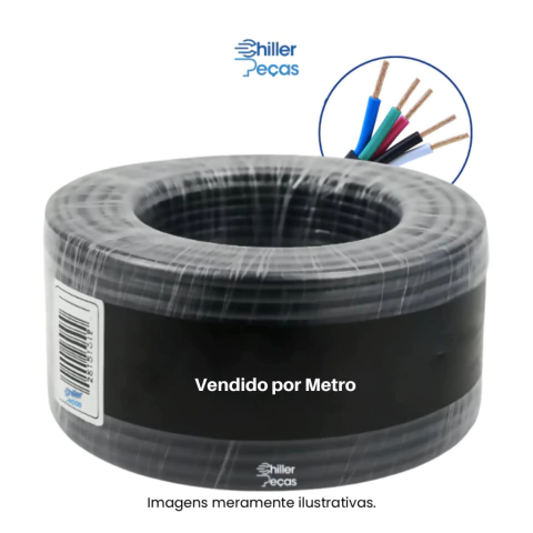Cabo PP 5x1,5mm² 100% Cobre - 500V - Flexível VENDA POR METRO Máxima Confiabilidade em Refrigeração Industrial