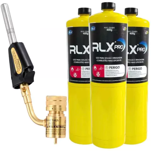 Kit Maçarico Portátil Turbo Automático + 3 Gás Map 400g Solda